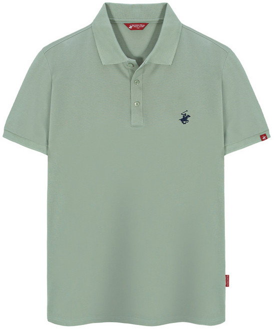 BEVERLY HILLS POLO CLUB 比佛利保羅 男女通用標準刺繡Logo PK短袖翻領T恤 CPX0T01, 卡其色