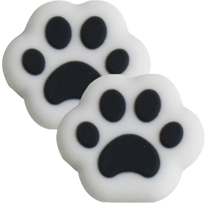 호후 닌텐도 스위치 조이콘 아날로그 스틱 커버 캡 OLED 라이트 호환 왕냥발, 블랙 + 화이트, 2개