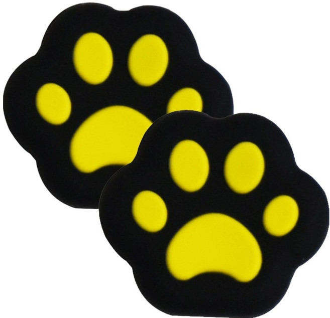 호후 닌텐도 스위치 조이콘 아날로그 스틱 커버 캡 OLED 라이트 호환 왕냥발, 옐로 + 블랙, 2개