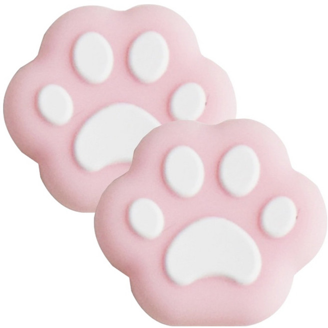 호후 닌텐도 스위치 조이콘 아날로그 스틱 커버 캡 OLED 라이트 호환 왕냥발, 화이트 + 핑크, 2개