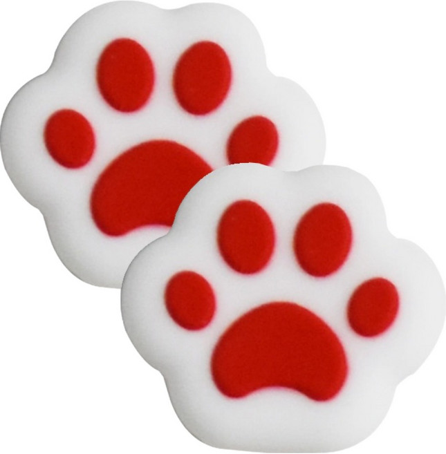 호후 닌텐도 스위치 조이콘 아날로그 스틱 커버 캡 OLED 라이트 호환 왕냥발, 레드 + 화이트, 2개