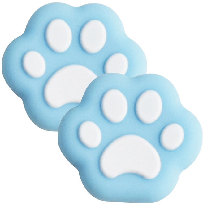 호후 닌텐도 스위치 조이콘 아날로그 스틱 커버 캡 OLED 라이트 호환 왕냥발, 화이트 + 블루, 2개