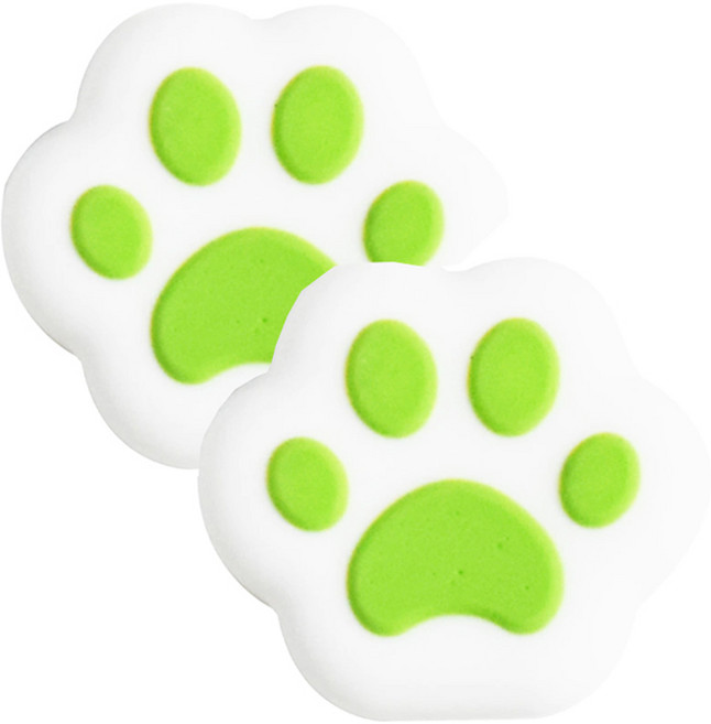 호후 닌텐도 스위치 조이콘 아날로그 스틱 커버 캡 OLED 라이트 호환 왕냥발, 그린 + 화이트, 2개