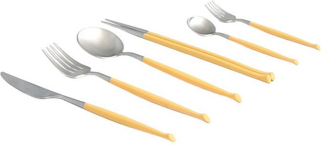 크리스테마 웨이브 식기 세트, 옐로우, 1세트, 커트러리 6종