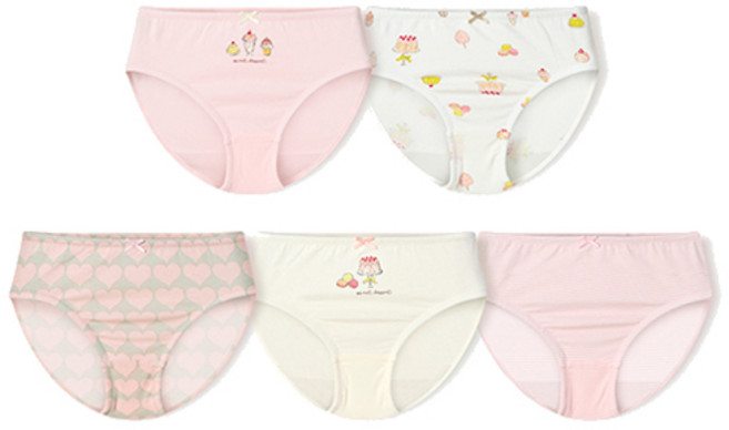 유니프랜드 여아용 스윗캔디 학생 삼각팬티 5종 세트