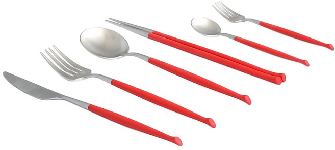 크리스테마 웨이브 식기 세트, 레드, 1세트, 커트러리 6종