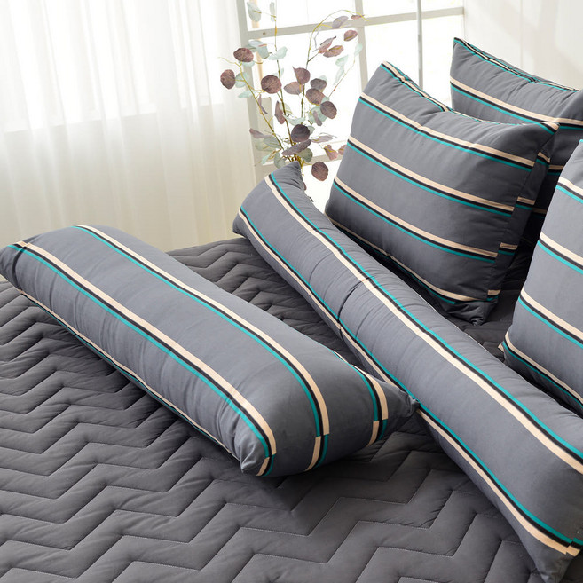 달콤한하루 안고자는 일자형 바디필로우 솜포함, 빈티지 스트라이프 모던그레이