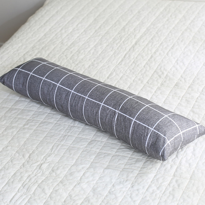 달콤한하루 안고자는 일자형 바디필로우 솜포함, 모던체크 진그레이