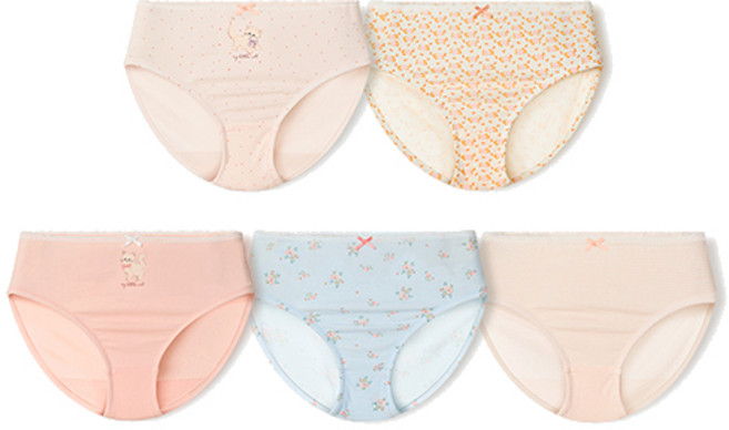 유니프랜드 여아용 쁘띠캣 학생 삼각팬티 5종 세트