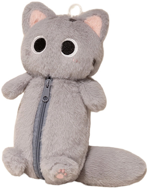 다다랜드 왕눈 고양이 인형 필통, 그레이, 1개