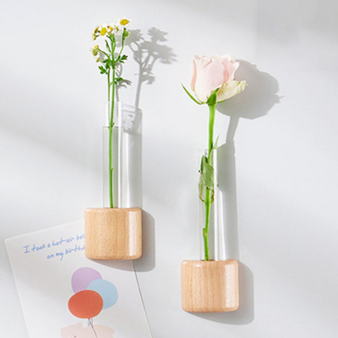 더플로우커머스 냉장고 캐비닛 인테리어 실린더 원목 마그넷 꽃병 2p, 혼합색상