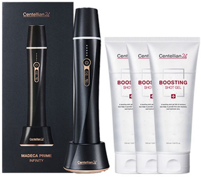 센텔리안24 마데카 프라임 인피니티 마사지기 + 부스팅 샷 젤 150ml x 3p 세트, 블랙(마사지기)