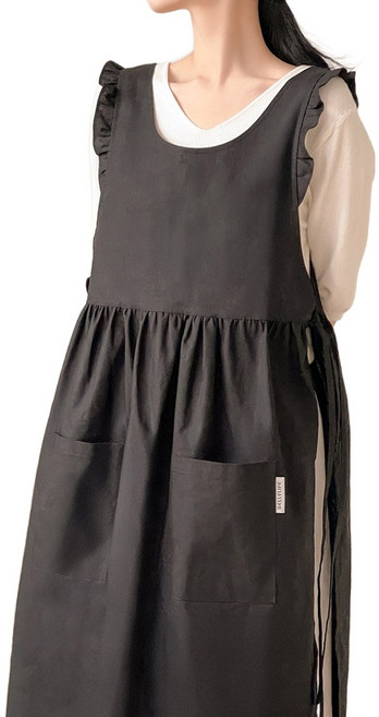 벨라이프 마리 원피스 앞치마, 블랙, 1개