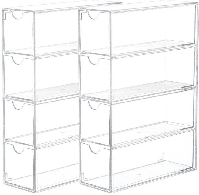 ROJI 서랍식 안경 선글라스 4단 보관함, 투명, 2개