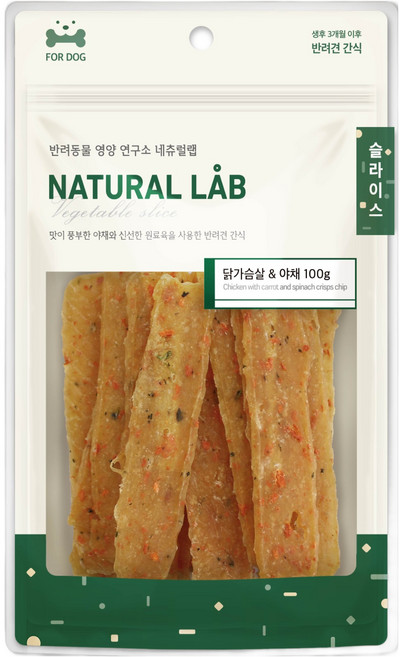 네츄럴랩 강아지 슬라이스 간식, 혼합맛(닭가슴살/야채), 100g, 1개