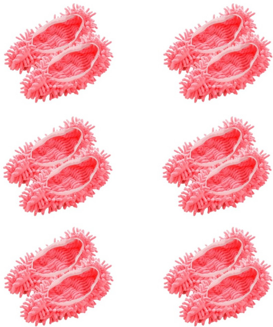 JUSTPICK 극세사 청소 슬리퍼 걸레, 12개, 핑크