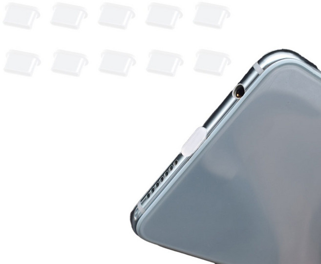 다연경 휴대폰 C타입 충전 단자 보호 캡 먼지 마개, 실리콘 화이트, 10개