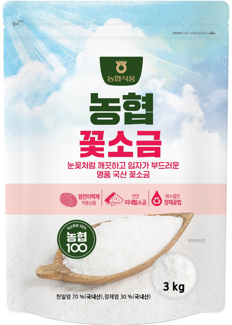 농협100 농협식품 명품 천일염 꽃소금, 1개, 3kg