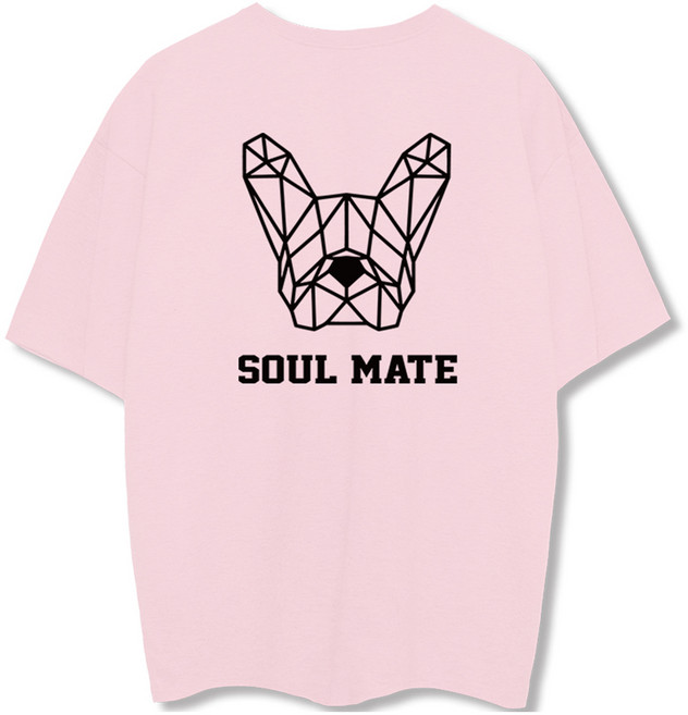 ILLUSO 男女通用 特殊雙面 Soulmate 短袖 T恤, 粉紅色
