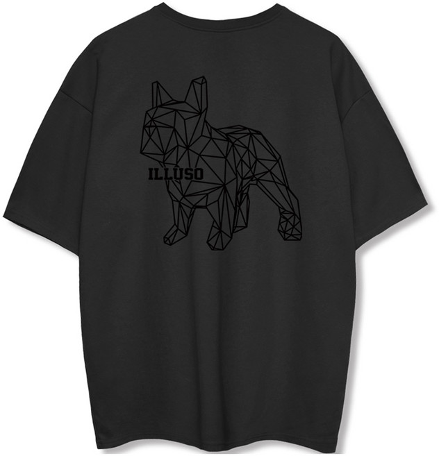 일루소 남녀공용 특양면 블랙도그 반팔 티셔츠