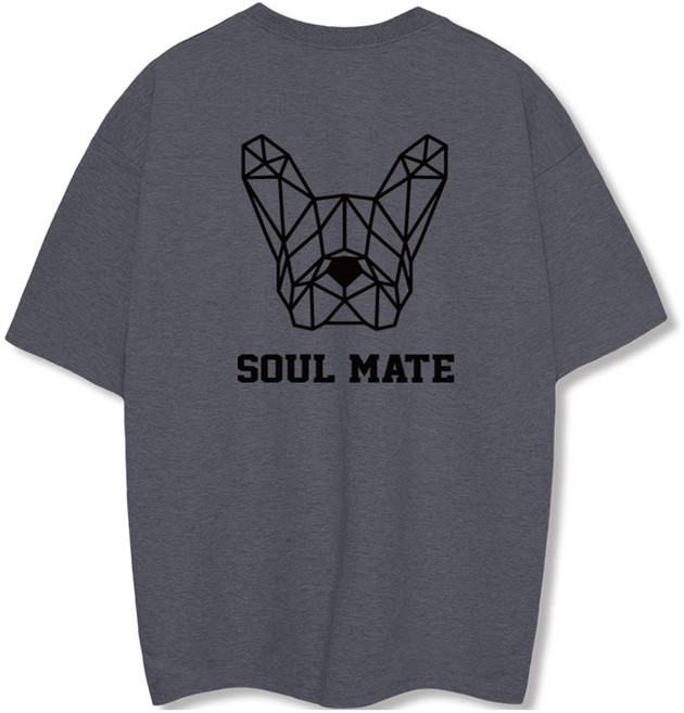 ILLUSO 男女通用 特殊雙面 Soulmate 短袖T恤, 炭灰色