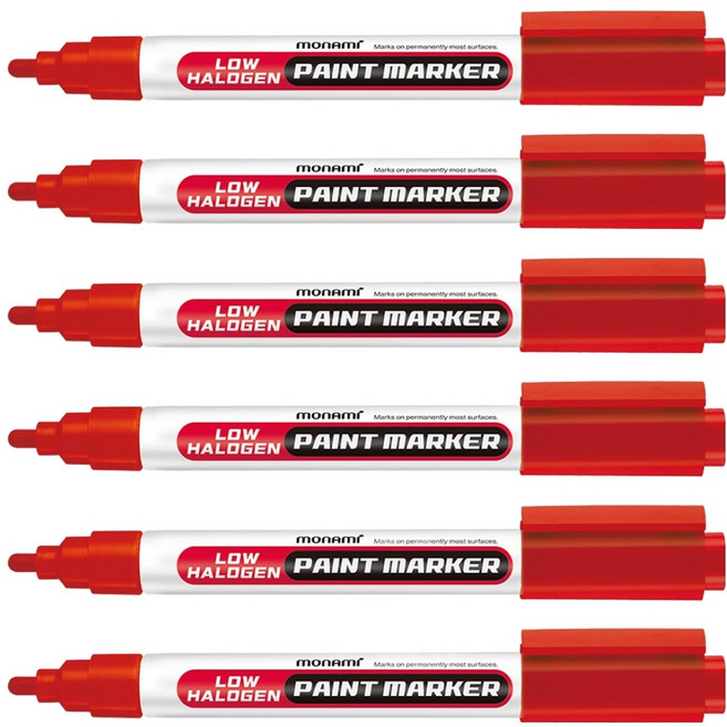 모나미 로우할로겐 페인트마카, 레드, 6개, 1색