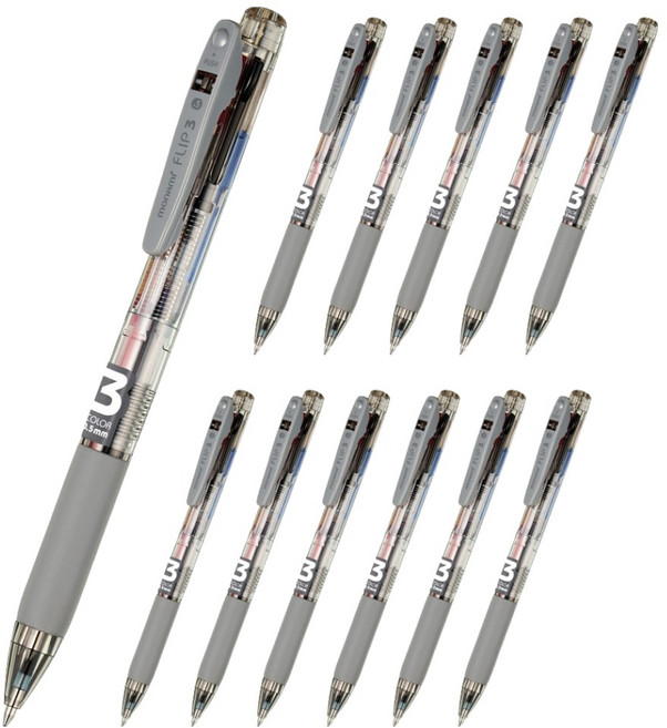 monAmi Flip3 原子筆 0.5mm, 12個, 煙燻灰