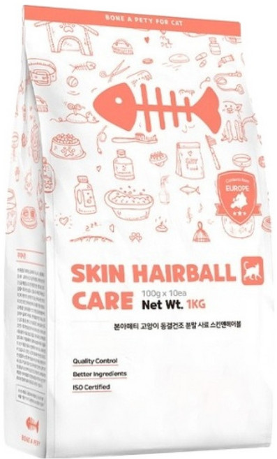 본아페티 고양이 기능성 사료, 헤어볼, 1kg, 1개
