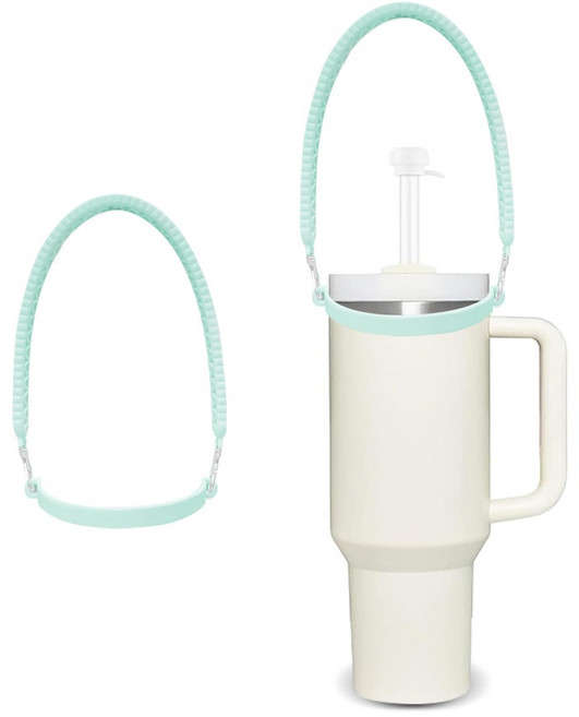 금깨비 스탠리호환 텀블러 스트랩 실리콘 컵타이, 민트, 2개