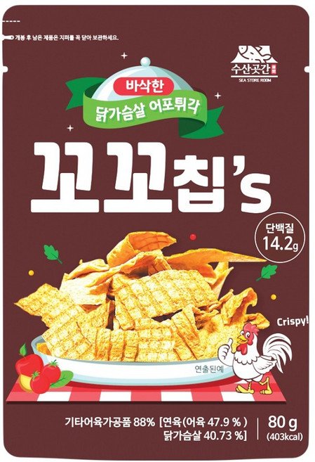 수산곳간 닭가슴살 어포튀각 꼬꼬칩, 80g, 1개
