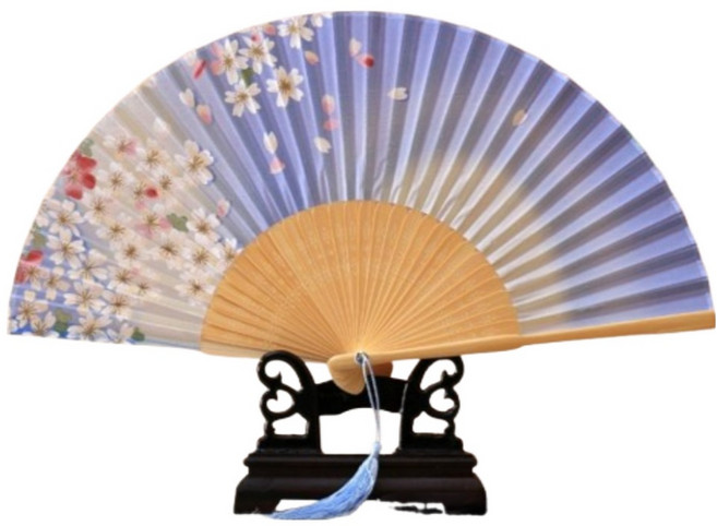 올하이 고급 무대 연습 꽃 플라워 한국무용 부채, 1개, 4