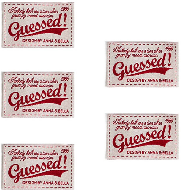yarna Guessed 레터링 패브릭 천 라벨, 5개, 레드