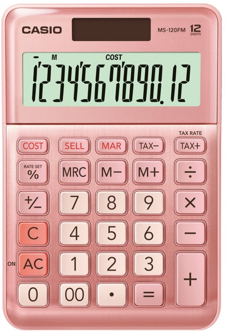 CASIO 卡西歐 迷你彩色一般計算機 MS-120FM, 粉紅色, 1個