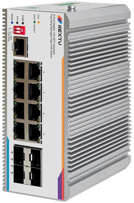 NEXTU Piavon 8埠 TP 4SFP 工業用 Gigabit 網管型 POE 交換式集線器, 1個, POE9748MDTL2