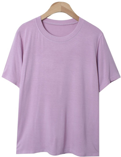 안다로미 여성용 베이직 스판 반팔 라운드 티셔츠