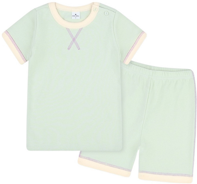 Milk Baby 嬰幼兒撞色縫線夏季內衣上下衣套裝