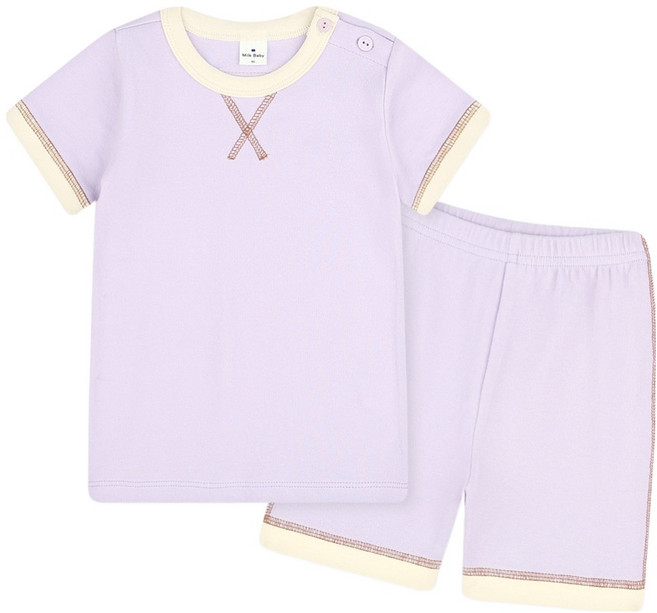 Milk Baby 嬰幼兒撞色縫線夏季內衣上下套裝