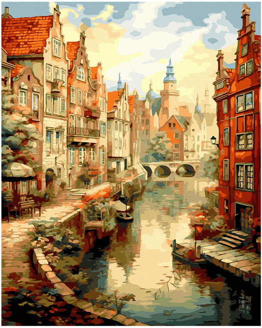 ArtLife 藝術生活 DIY 數字油畫 含框 DT131 50 x 40cm, 漫遊萊茵河 多色, 1組