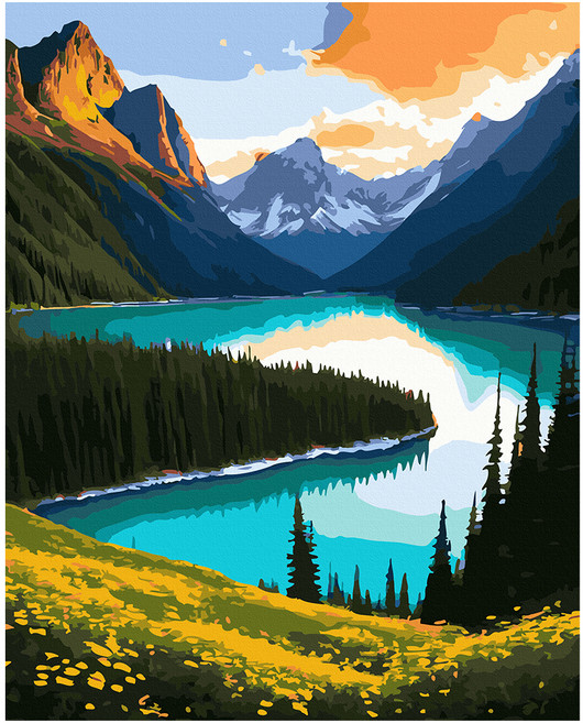 ArtLife 藝術生活 DIY 數字油畫 含框 DT163 50 x 40cm, 1組, 山高水長