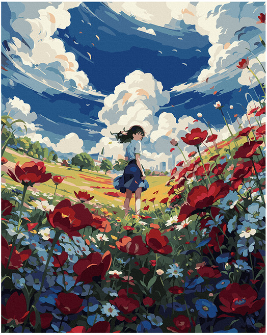 ArtLife 藝術生活 DIY 數字油畫 含框 DT148 50 x 40cm, 風的少女, 1組