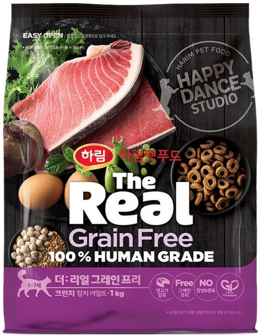 하림펫푸드 어덜트 더리얼 캣 그레인프리 크런치 건식사료, 참치, 1kg, 1개