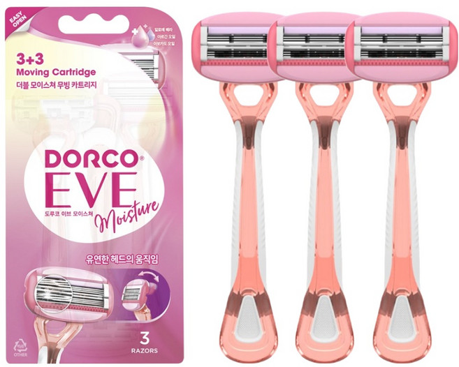 도루코 여성용 이브 모이스쳐 바디 면도기, 3개입, 1개