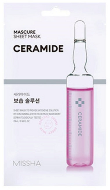 미샤 마스큐어 보습 솔루션 시트 마스크 세라마이드, 1개, 1개입