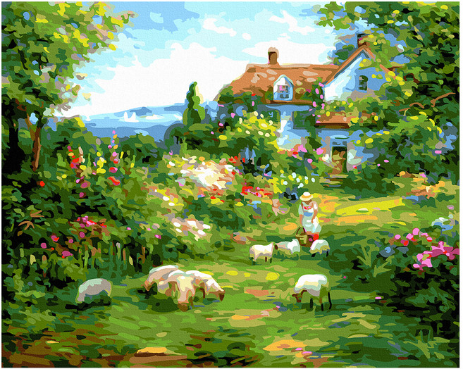 ArtLife 藝術生活 DIY 數字油畫 含框 DT055 50 x 40cm, 鄉村人家, 1個