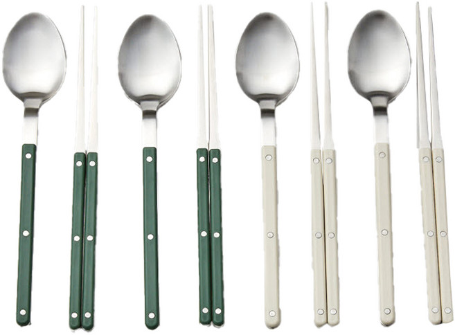 모던하우스 온 미유 수저세트, 아이보리 + 그린, 숟가락 4p + 젓가락 4p, 1개