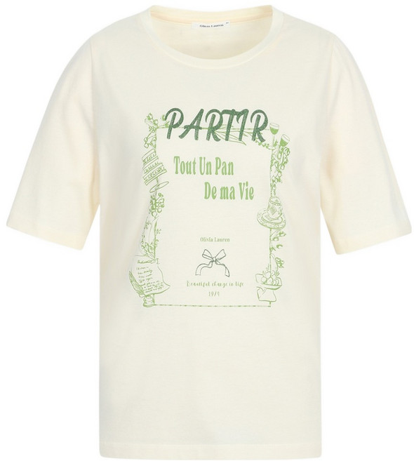 올리비아로렌 여성용 통기성 글리터 면 티셔츠 VOBAS5M3241