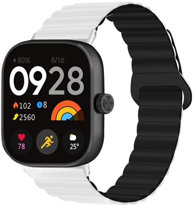 스페이스쉴드 스마트워치 소프트 마그넷 링크 실리콘 스트랩, 화이트블랙, 1개