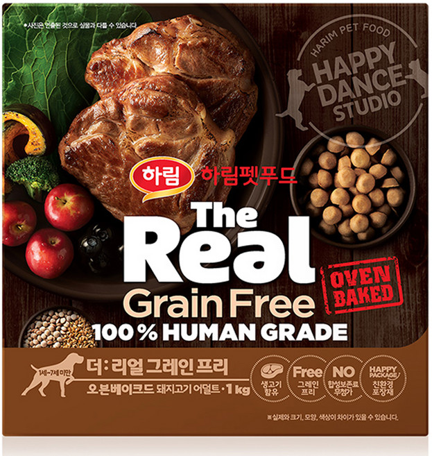 하림펫푸드 어덜트 강아지 더리얼 그레인프리 오븐베이크드 건식사료, 돼지, 1kg, 1개