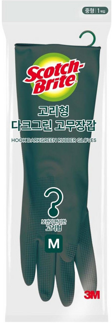 스카치브라이트 3M 고리형 고무장갑, 다크그린, 중(M), 1개