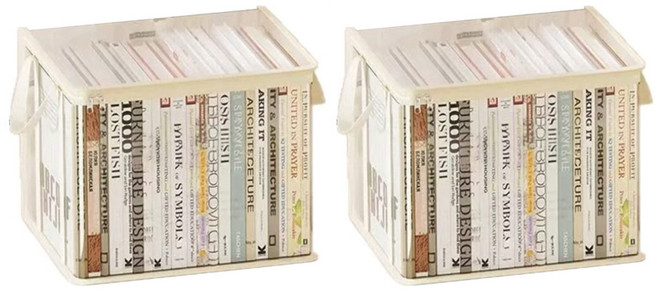 엘리샵 투명한 접이식 다용도 스마트 책보관함, 화이트, 2개